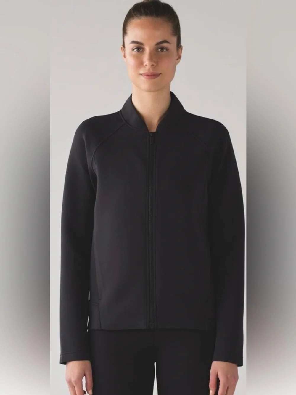 LULULEMON Embrace The Space Bomber Jacket Black Neoprene Sz unknown